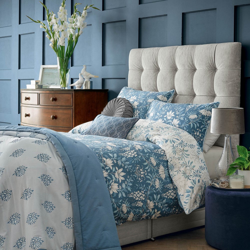 Parterre Cotton Bedding Set by Laura Ashley in Seaspray Blue buy online from the rug seller uk